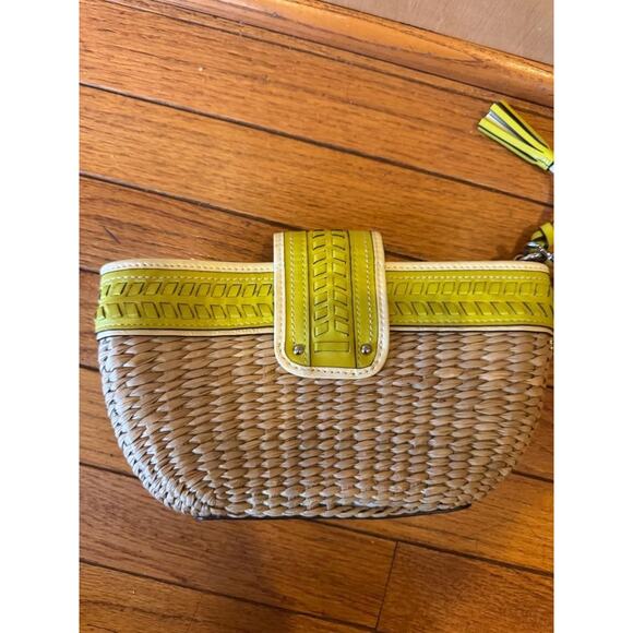 VINTage COACH WICKER LEATHER WRISTLET CLUTCH (pu400 - Picture 3 of 6